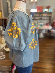 Embroidered Pretty Peasant Top