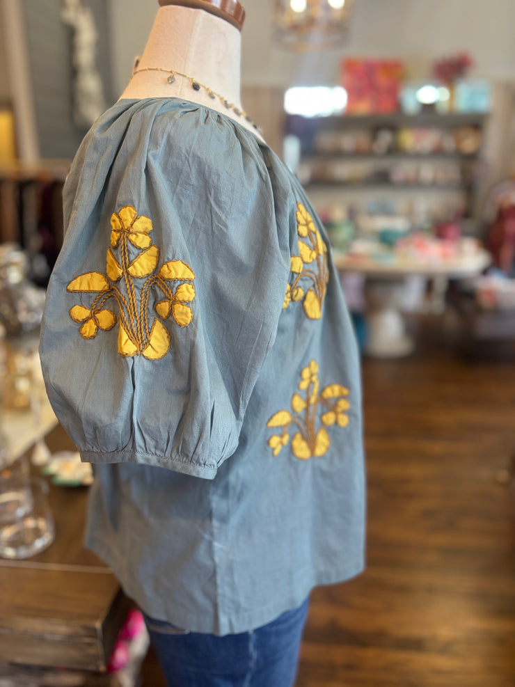 Embroidered Pretty Peasant Top