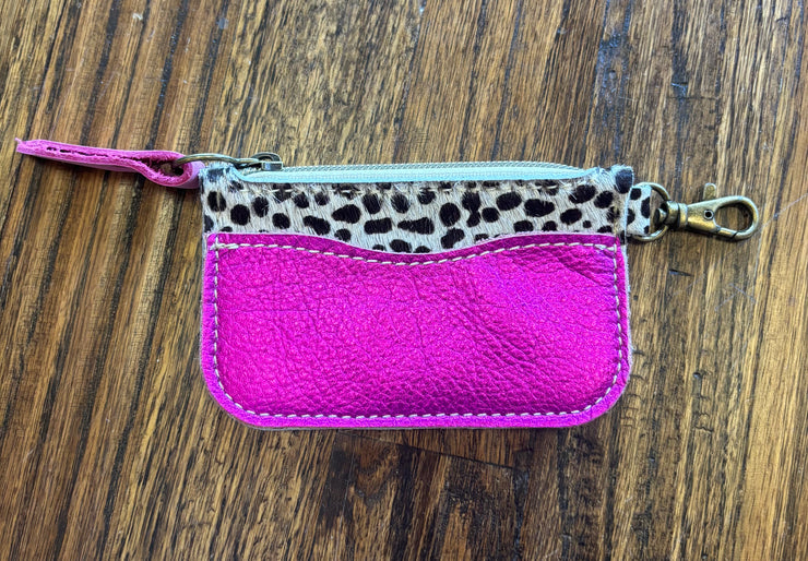 Pink Metallic Cowhide Coin Purse
