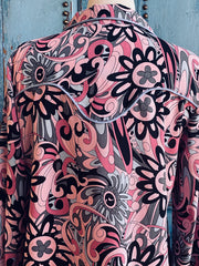 Western Retro Paisley Button Top