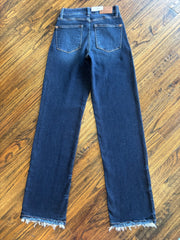 Dark Wash Frayed Hem Jeans