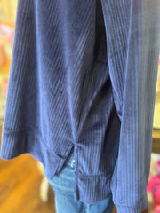 Navy Velour Top