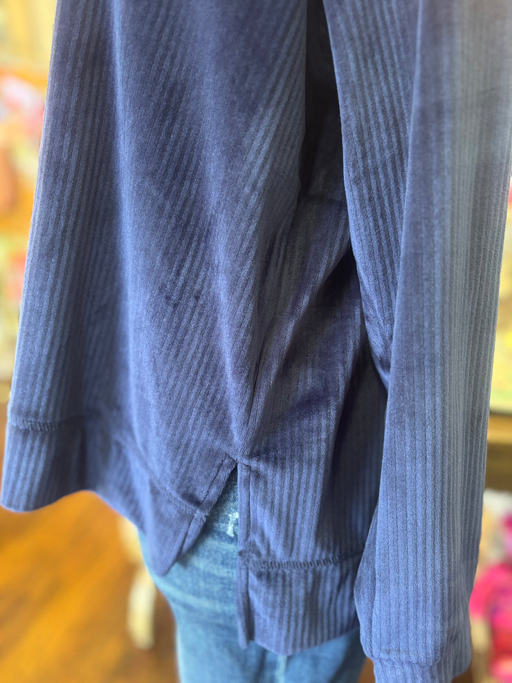 Navy Velour Top