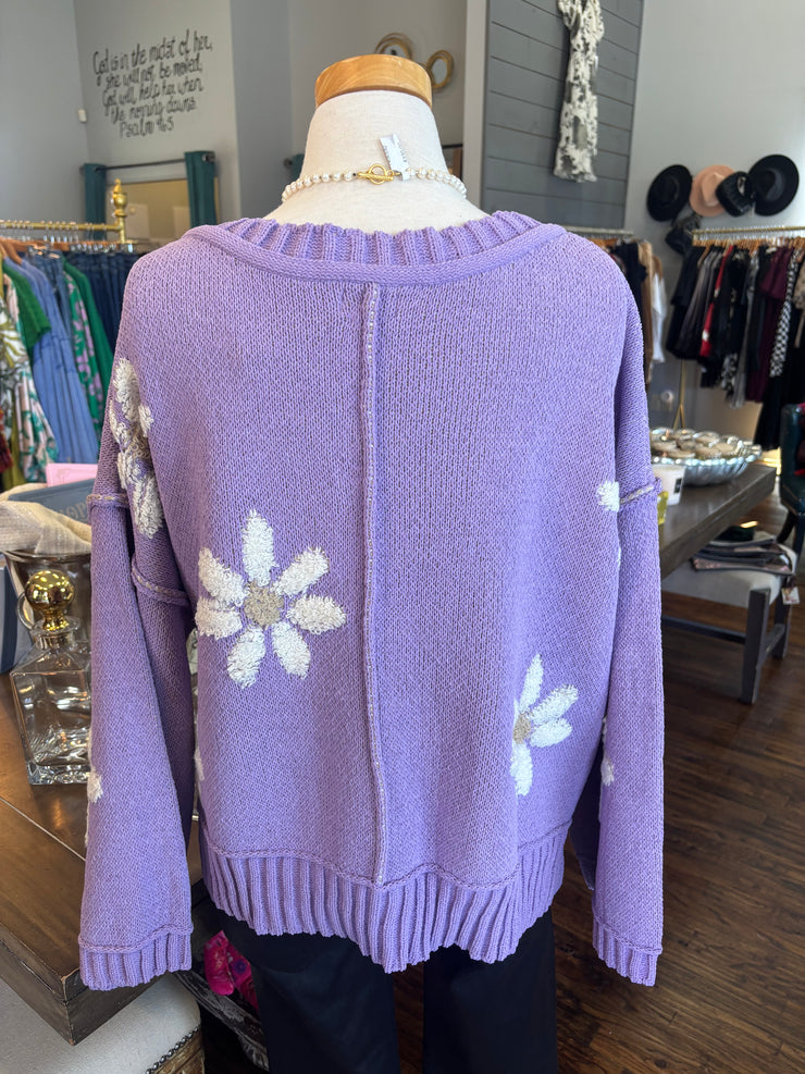 Lavender Daisy Sweater