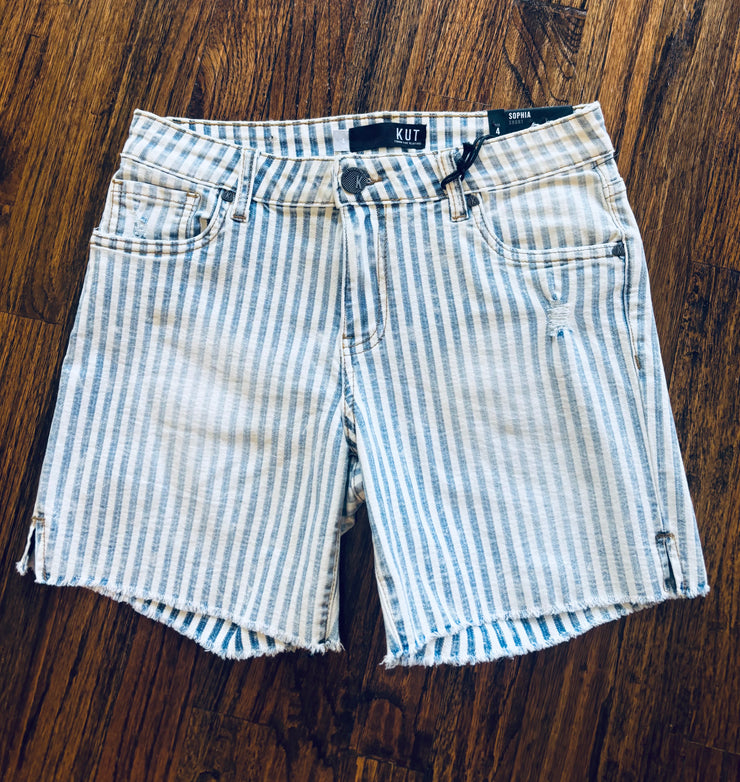 Light Striped Denim Shorts