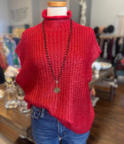 Metallic Mock Neck Sweater Top