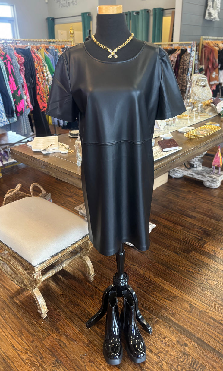 Black Faux Leather Dress