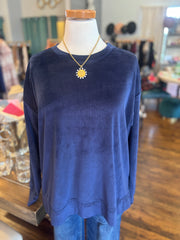 Navy Velour Top