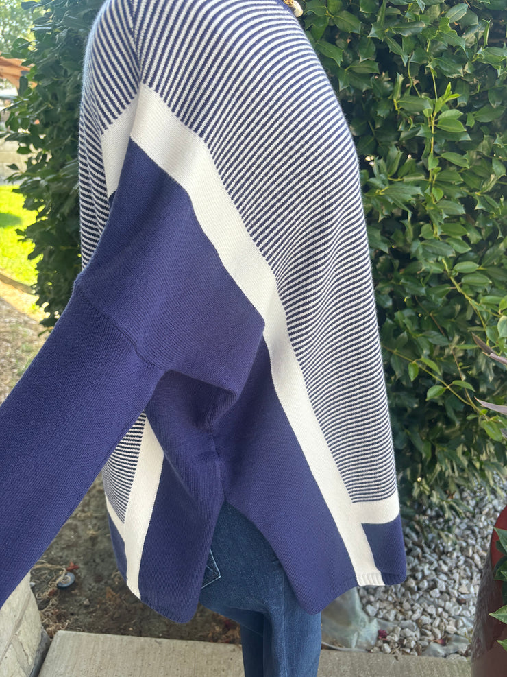 Navy and White Sweater