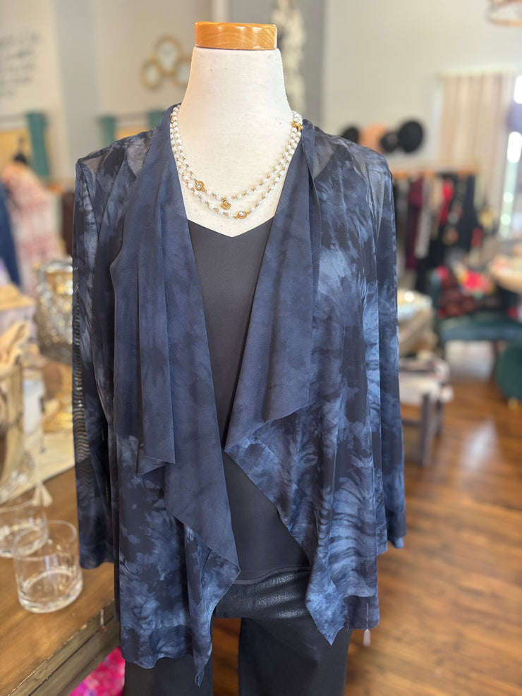 Navy Tie Dye Mesh Overlay