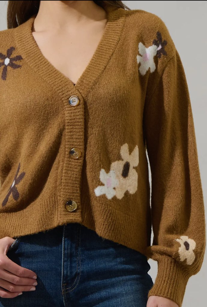 Caramel Flower Sweater Cardigan