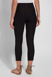 Black Notched Crop Legging