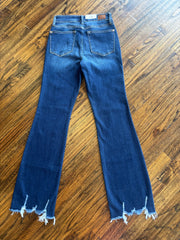 Dark Distressed Hem Jeans