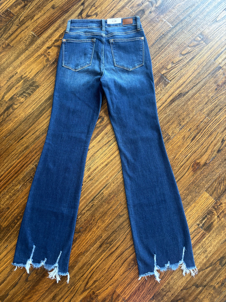 Dark Distressed Hem Jeans