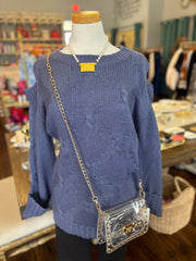 Blue Cutout Sweater