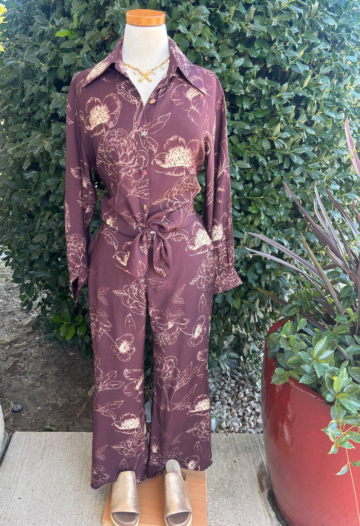 Merlot Floral Print Set