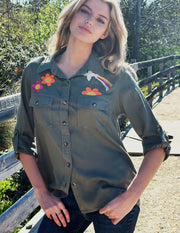 Olive Peace & Love Shirt