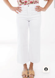 White High Rise Crop Wide Leg Jeans
