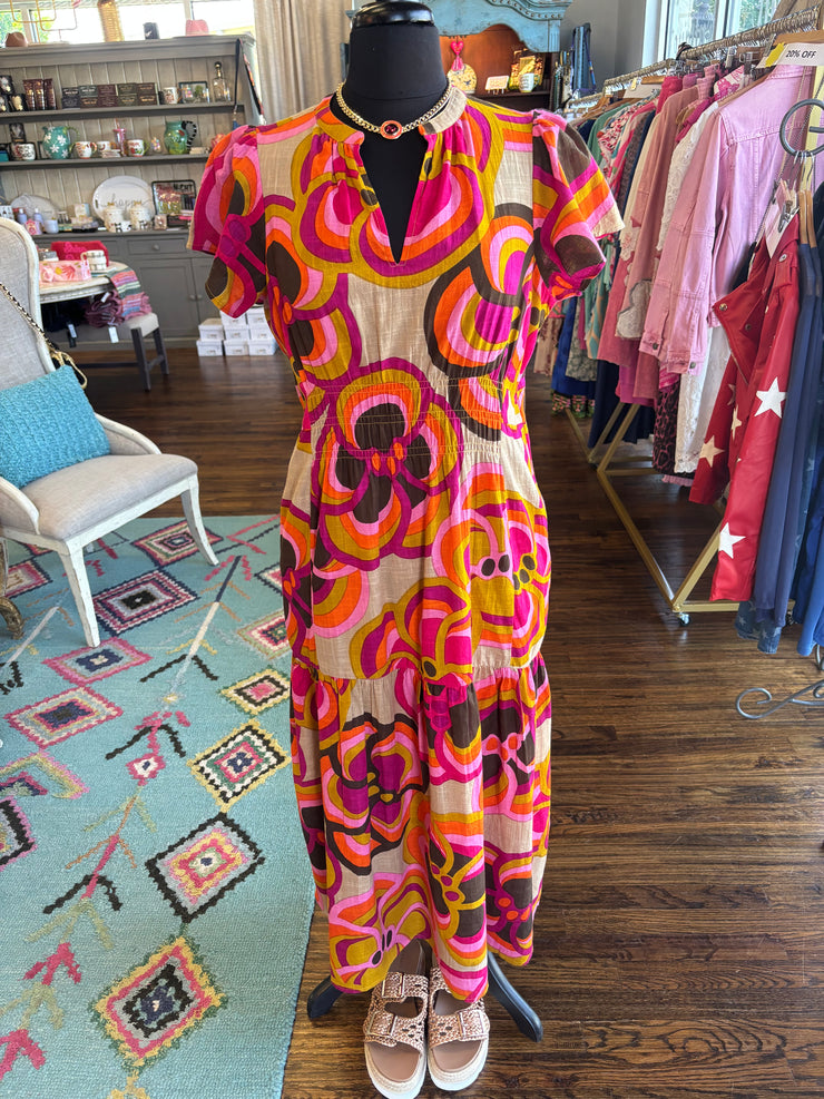 Circles Floral Maxi Dress