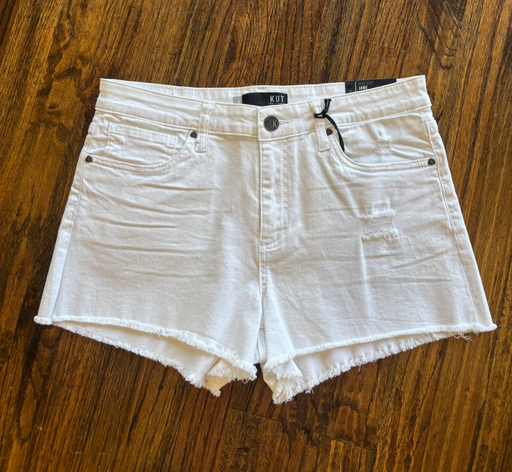 White Fray Hem Shorts