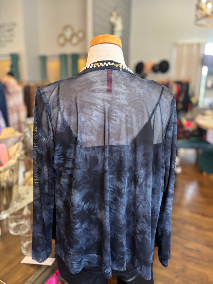 Navy Tie Dye Mesh Overlay