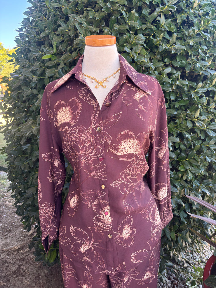 Merlot Floral Print Set