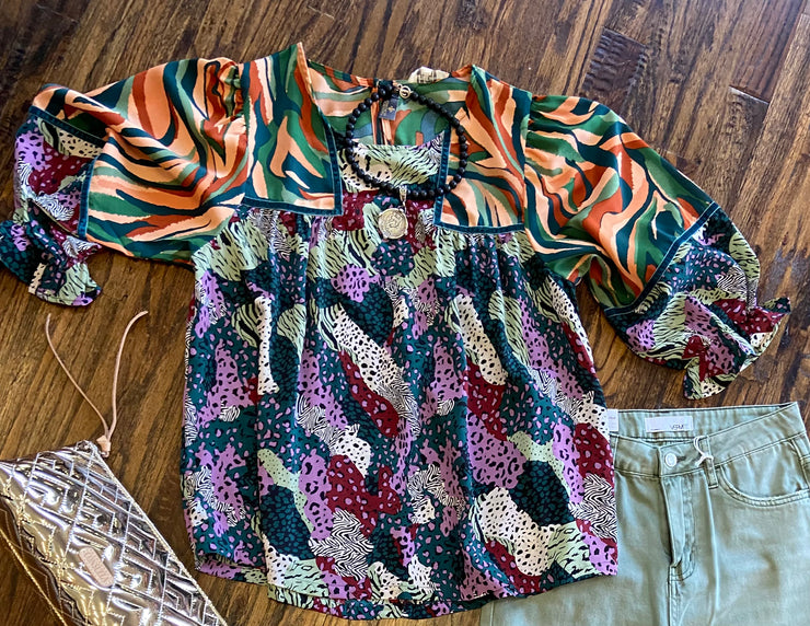 Multi Animal Print Top