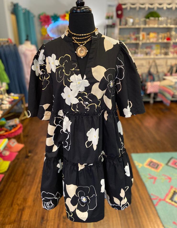 Black and White Poppy Dress