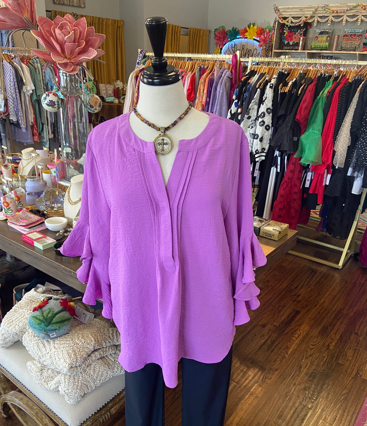 Orchid Ruffle Sleeve Top