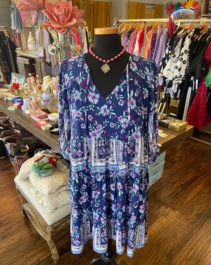 Navy Floral Twirl Dress