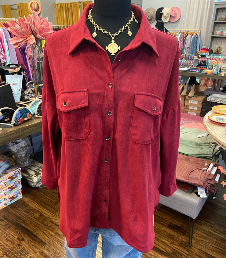 Crimson Suede Top