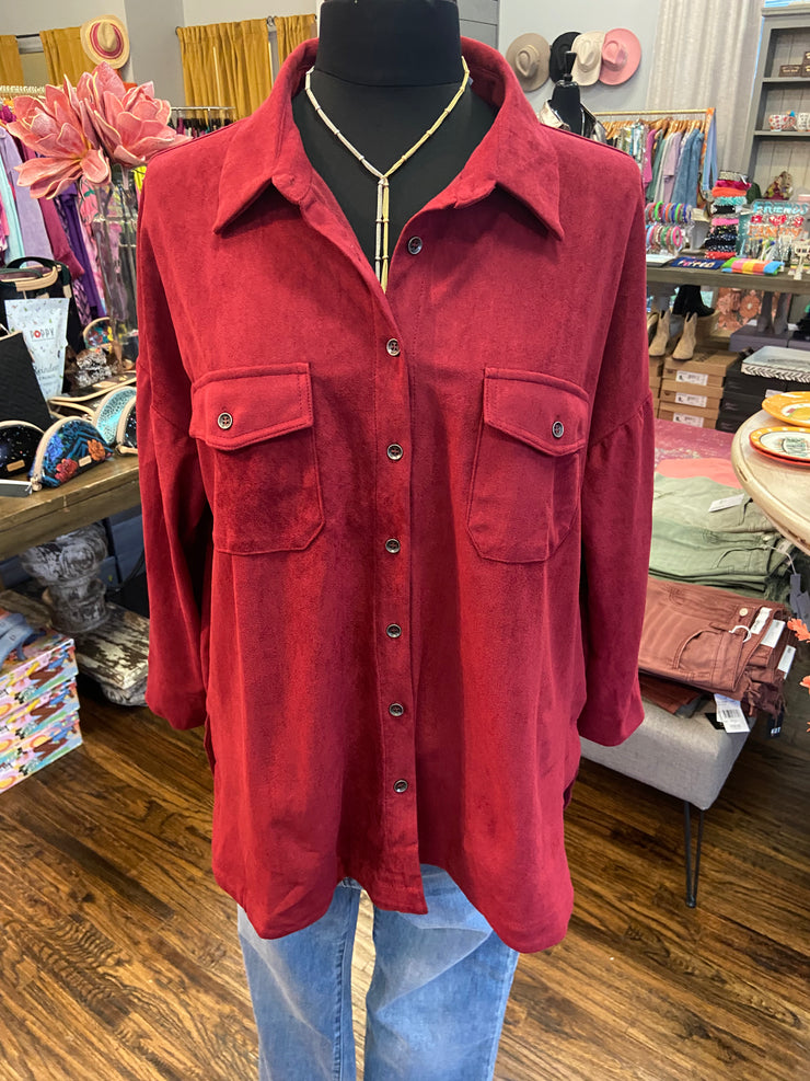 Crimson Suede Top