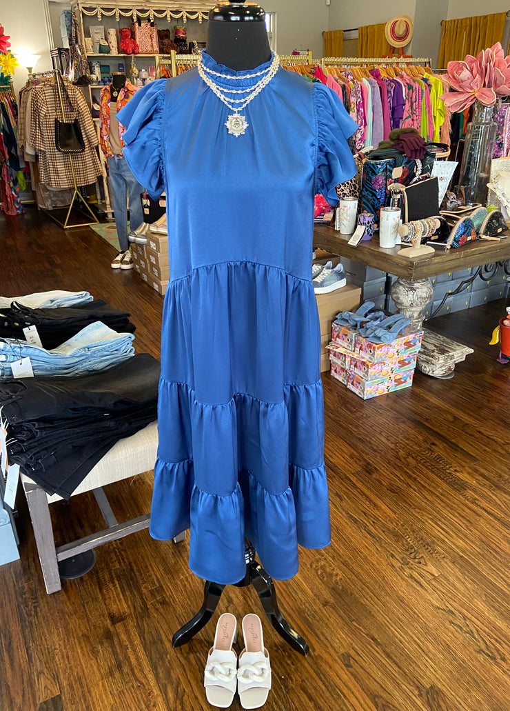 Blue Tiered Swing Dress