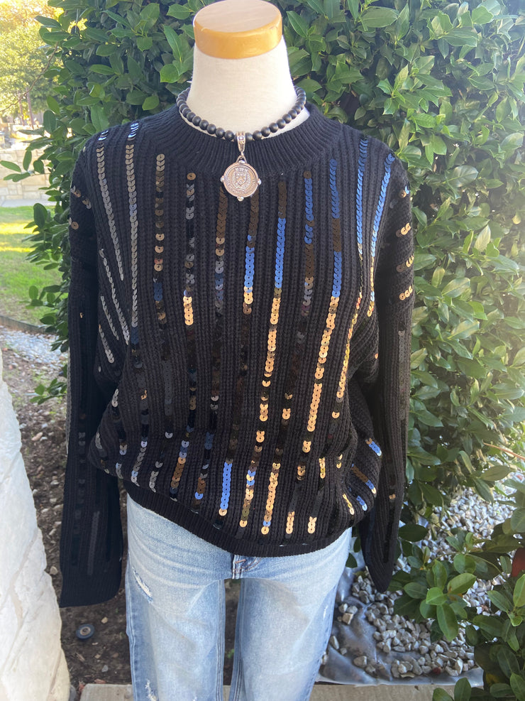Black Sequin Sweater