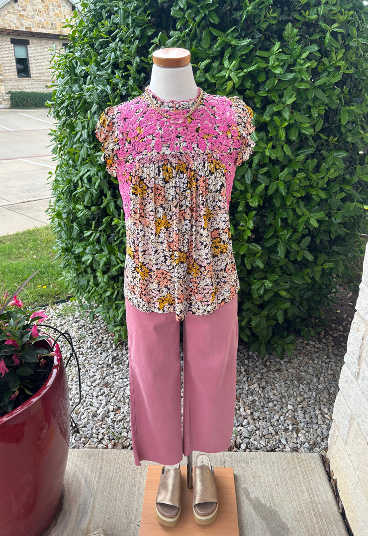 Boho Embroidered Floral Top