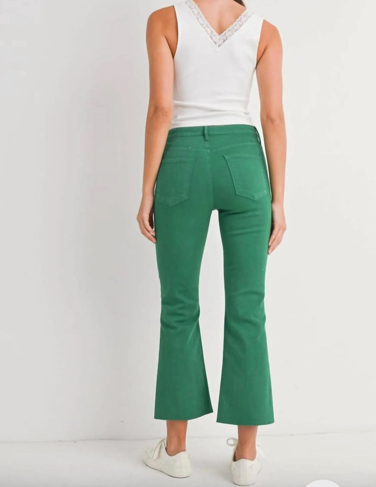 Green Crop Flare Jeans