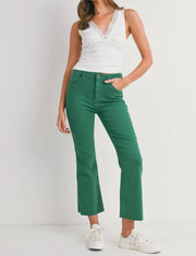 Green Crop Flare Jeans