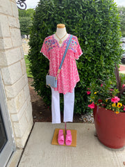 Hot Pink Floral Embroidery Top