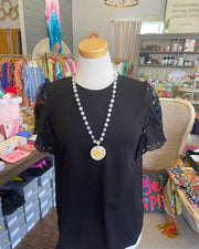 Black Lace Sleeve Top