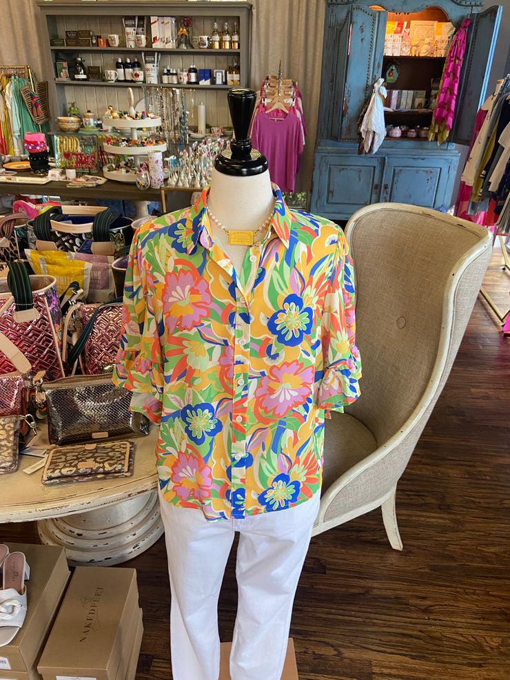 Bright Floral Tropics Top