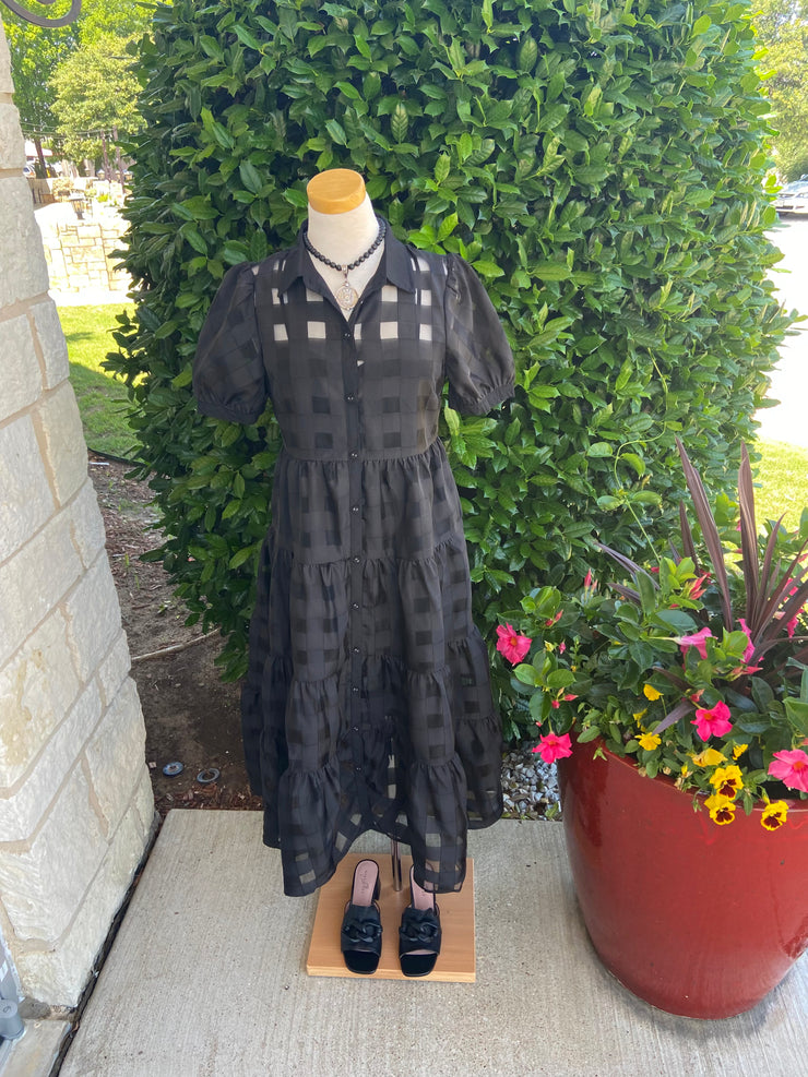 Black Gingham Fade Dress