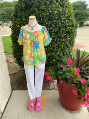 Bright Lime Floral Blouse