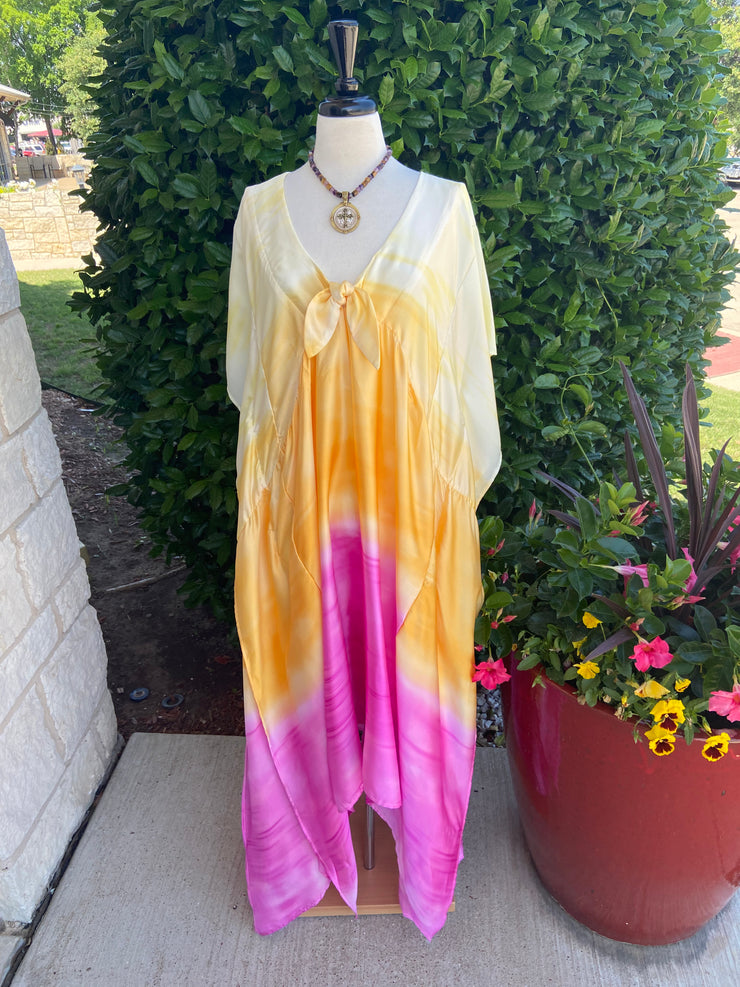 Yellow and Pink Ombre Dip Dye Dress