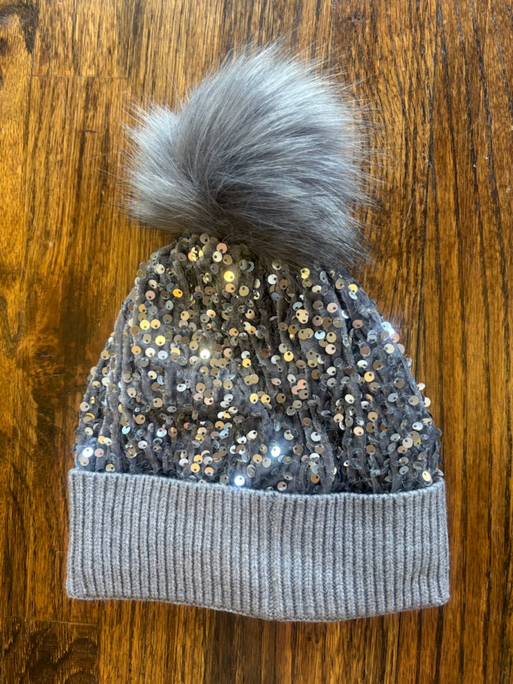 Silver Sequin Beanie