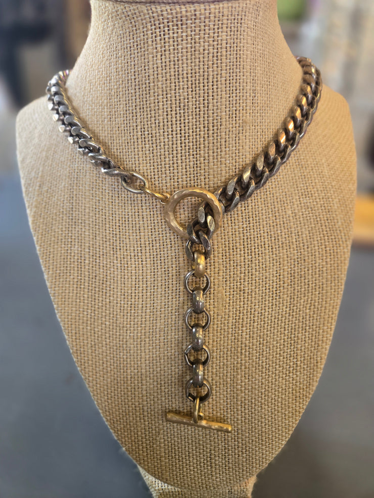 Mixed Metal Chunky Link Necklace