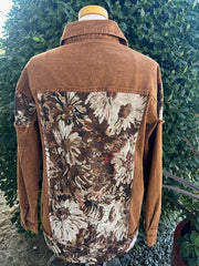 Brown Jacquard Denim Jacket