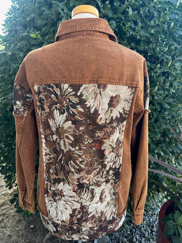 Brown Jacquard Denim Jacket