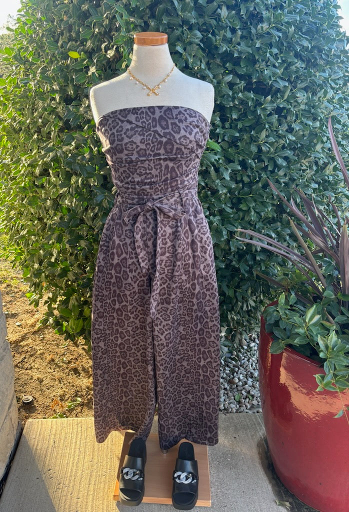 Grey Leopard Jumpsuit