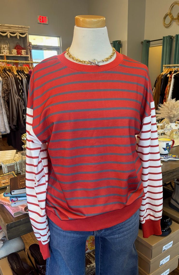 Red Striped Pullover