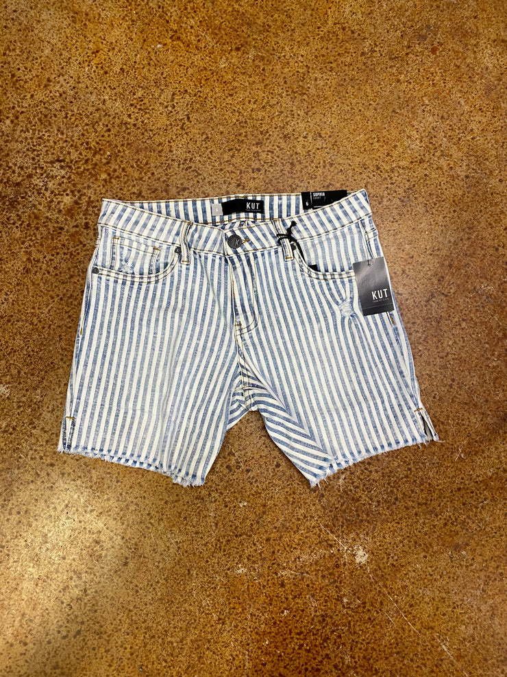 Light Striped Denim Shorts